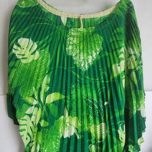 Vtg Greencastle Womens Accordion Pleated Top Blouse Shirt Boho 70's one size